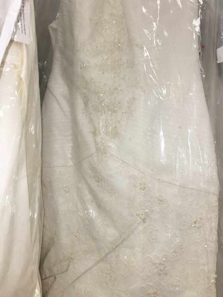 Ivory Lace Beaded Strapless Wedding Dress